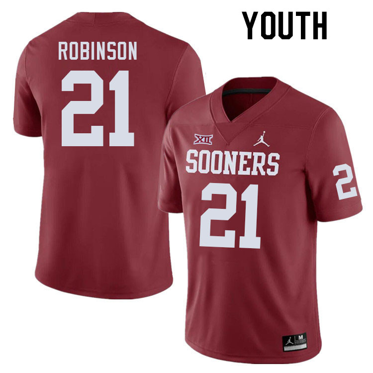 Youth #21 Xavier Robinson Oklahoma Sooners College Football Jerseys Stitched-Crimson